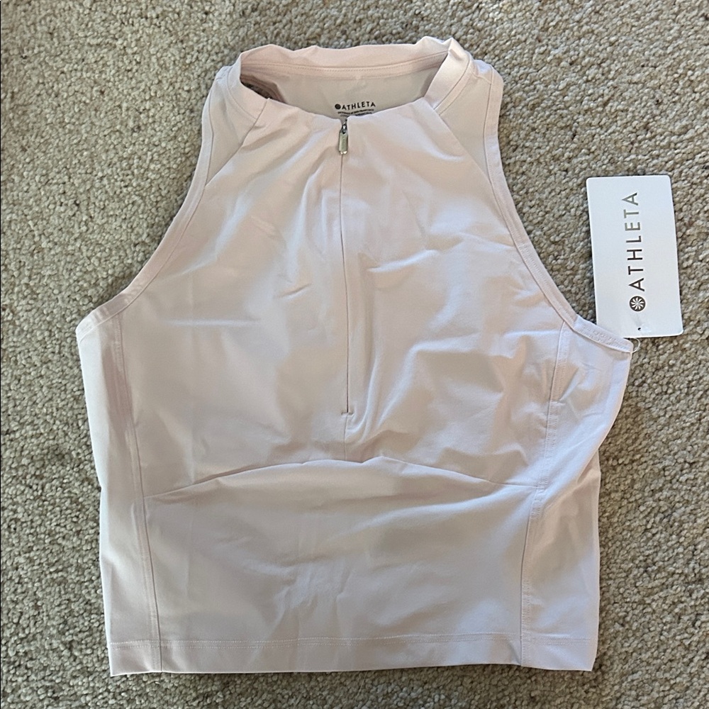 Athleta Crosstrain Zip Tank in Soft Pink